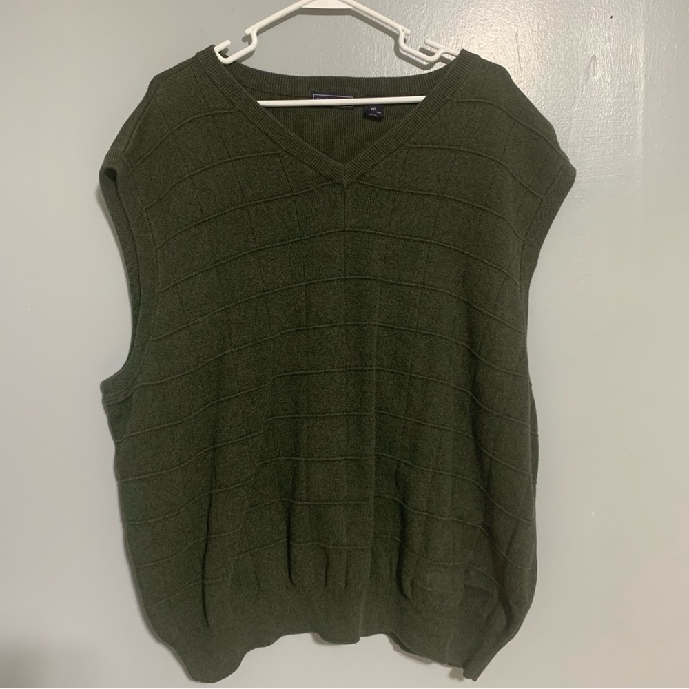 Saddlebred Vest Men XXL 2XL Cotton Window Pane Ribbed‎ Green Hong Kong
